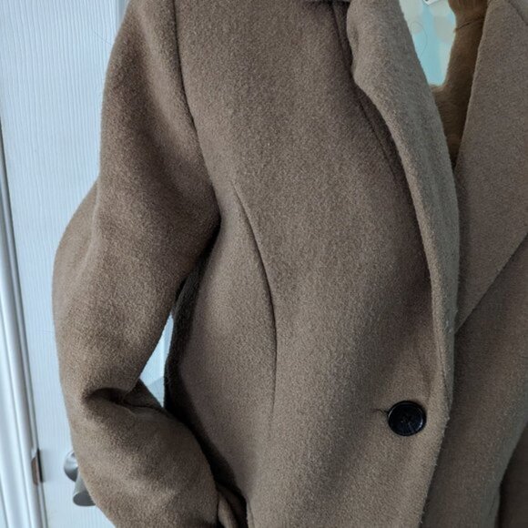 Vero Moda Tan Wool Coat size Medium - Picture 3 of 4